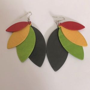 Colorful wooden earring